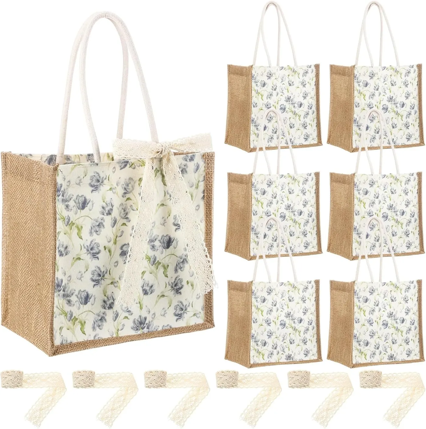 Burlap Tote Bags With Handles Jute Gift Bags With Ribbon