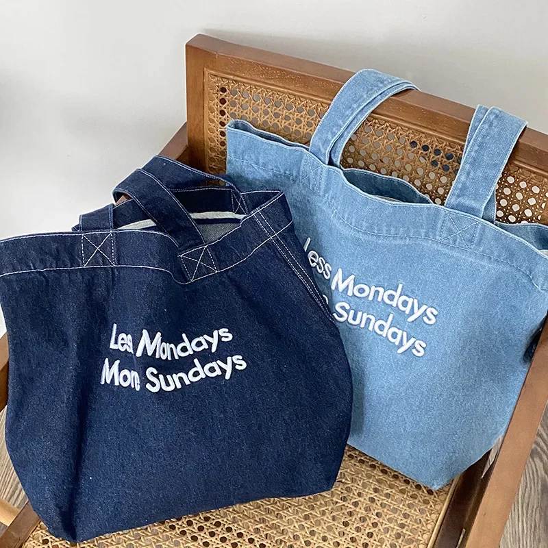 Custom Logo New Vintage Denim Canvas Bag Single Shoulder Bag