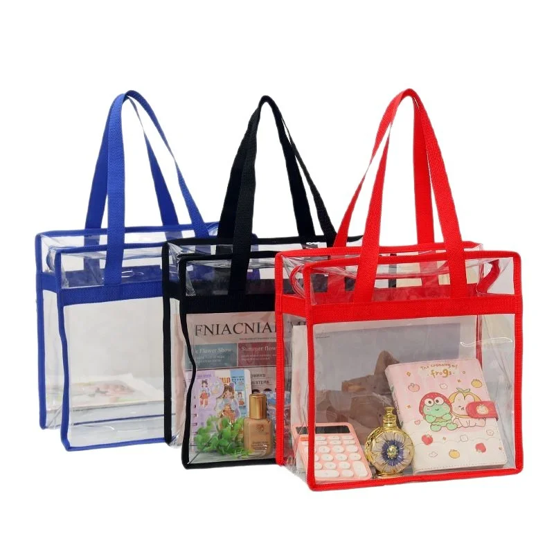 Custom Made Pvc Toiletries Bags Transparent Handbags Waterproof Plastic Zippers