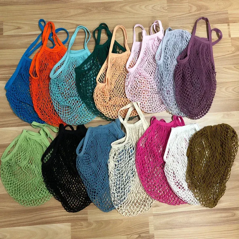 Customized Label Colorful Net Crochet String Reusable Shopping French Grocery