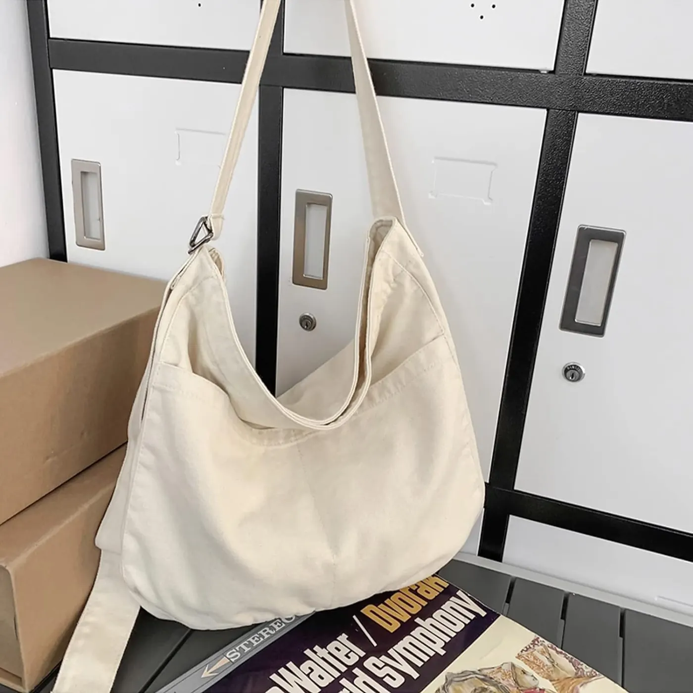 Fashion Canvas Shoulder Bag For Ladies Open Top