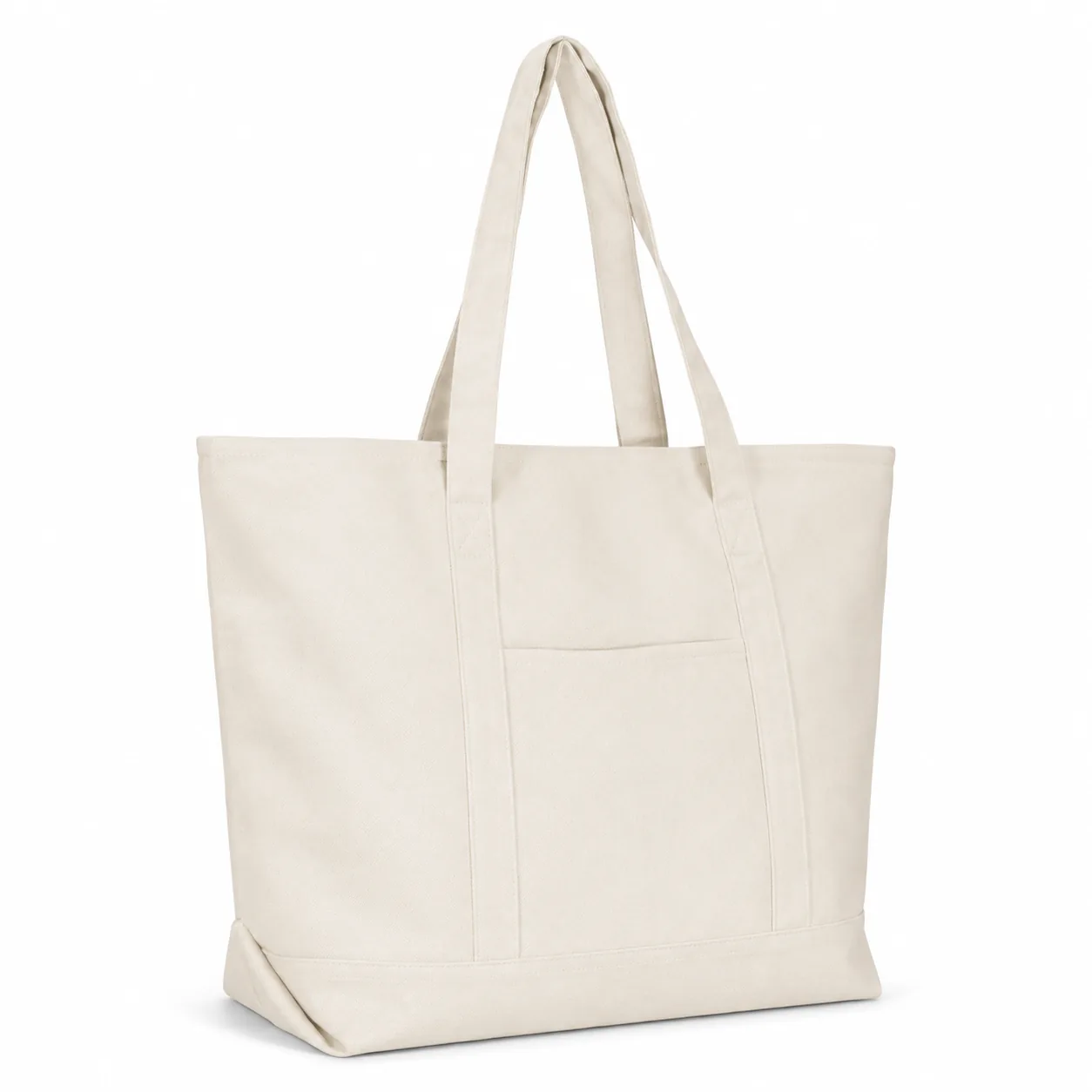 Heavy Duty Cotton Canvas Tote Bag With Long Handle Zippered