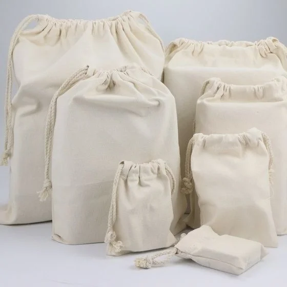 Large Quantities Of Blank Canvas Bundle Bags With Printed Logos