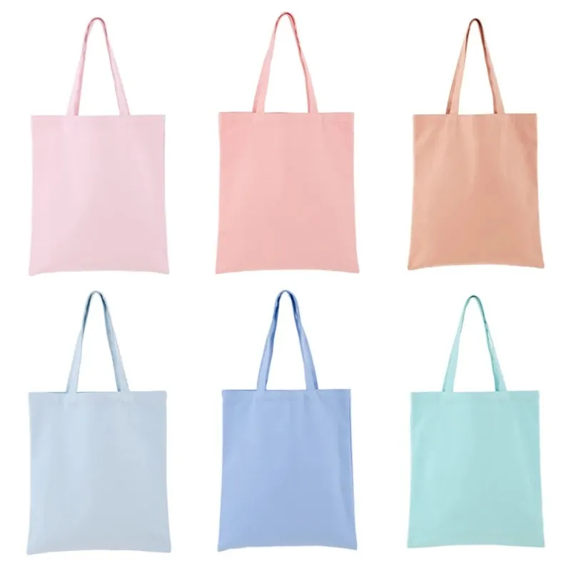 Macaron Handbag Women Girls Canvas Bags Fashion Pure Color DIY