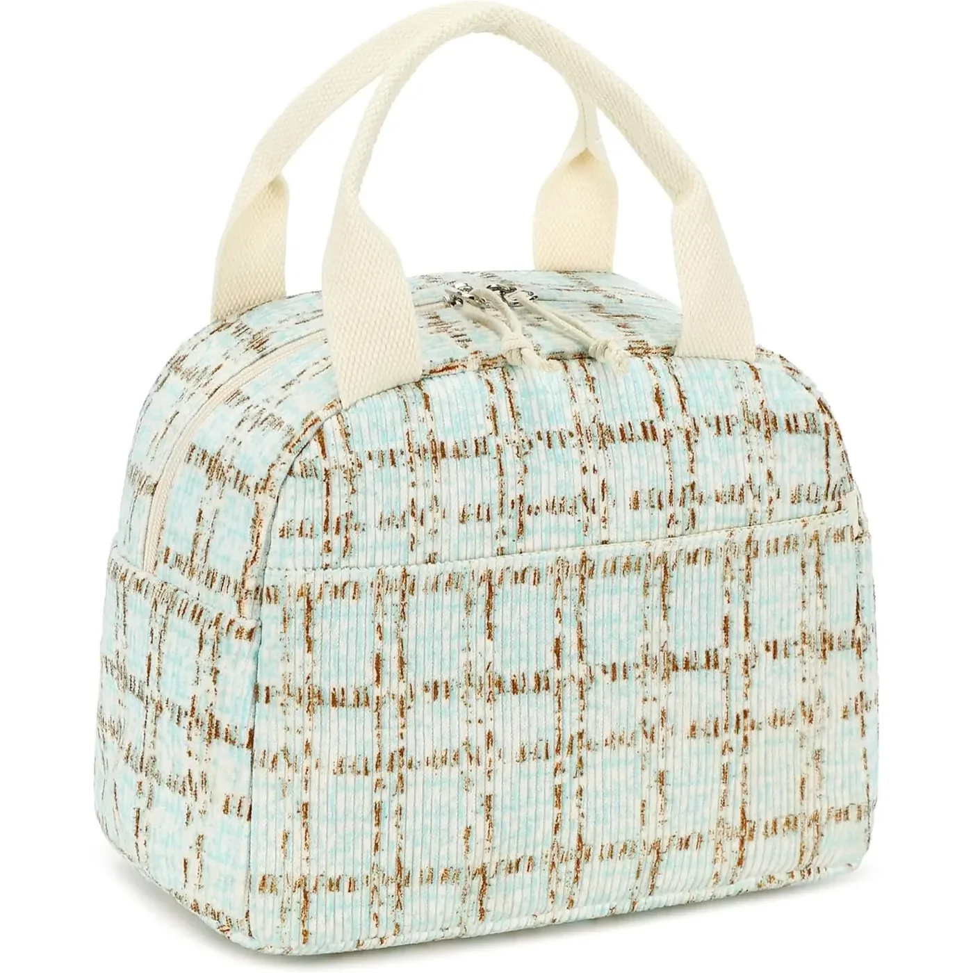 Striped Insulated Waterproof Dacron Bento Lunch Cooler Bag For Women